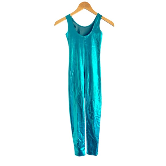 Blue Metallic Catsuit for Figure Skating Gymnastics & Dance Cild size Medium (8) - Picture 2 of 3